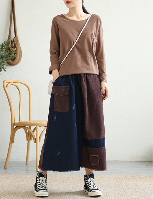 Casual Cotton Linen loose fitting Women's Skirts DZA2006116 VPPBUY shop