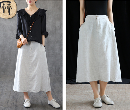 Casual Linen  loose fitting Women's Skirts  DZA200623 VPPBUY shop