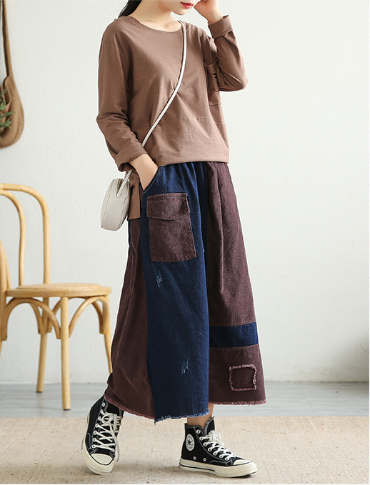 Casual Cotton Linen loose fitting Women's Skirts DZA2006116 VPPBUY shop