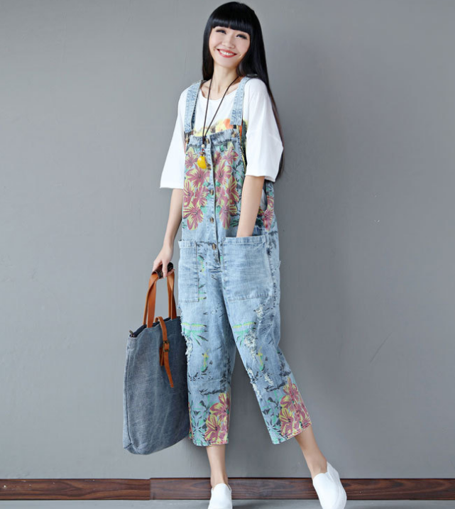 Denim Loose Casual Summer Denim Overall Loose Women Jumpsuits CNHK07155 VPPBUY shop