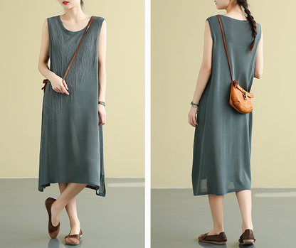 Sleeveless Summer Cotton  Women loose Dresses DZA05141 VPPBUY shop