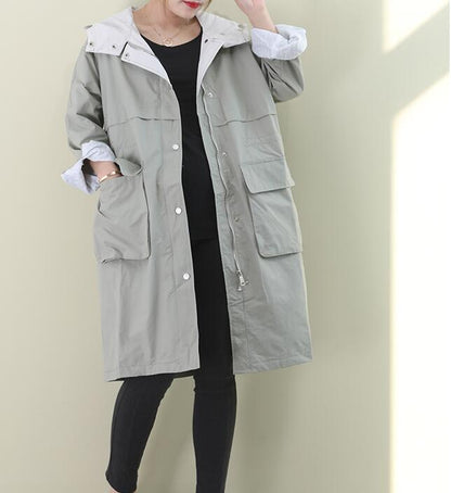 Hooded Loose Short Casual Coat A line Parka Plus Size Coat Jacket VPPBUY shop