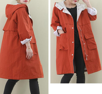 Hooded Loose Short Casual Coat A line Parka Plus Size Coat Jacket VPPBUY shop