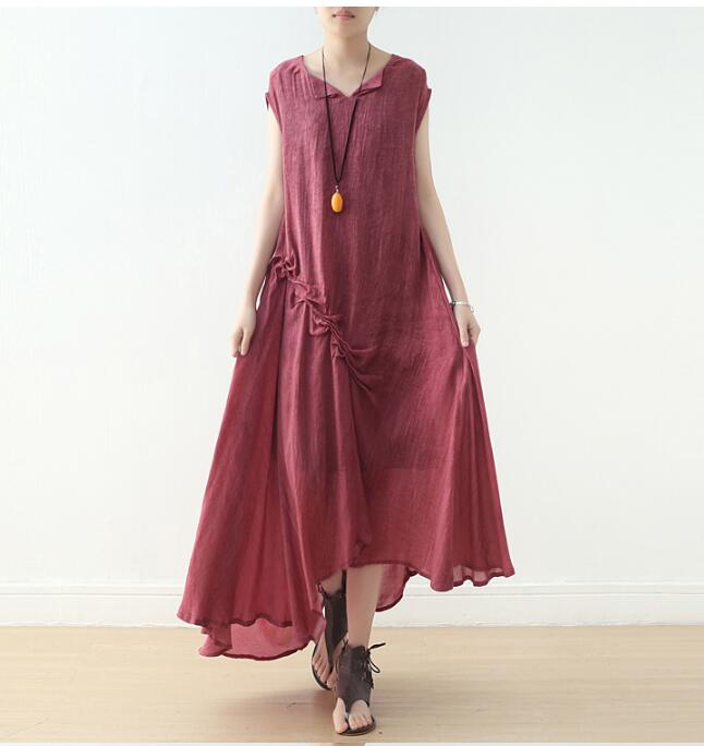 Irregular Wrinkle Sleeveless Long Women Dresses Plus Size AMT962328 VPPBUY shop