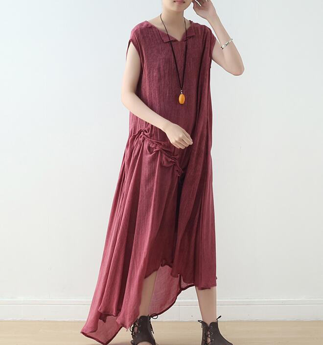 Irregular Wrinkle Sleeveless Long Women Dresses Plus Size AMT962328 VPPBUY shop