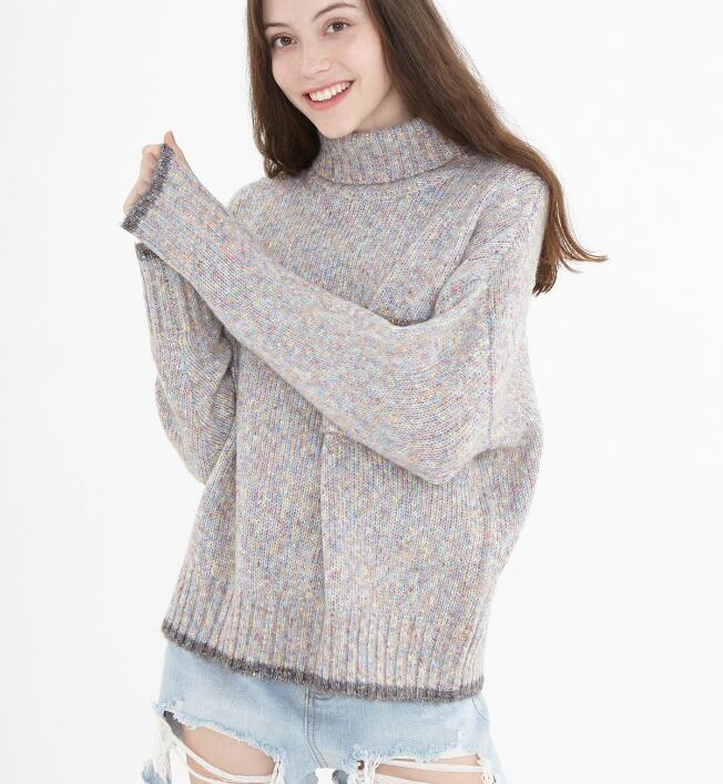 High Collar Short loose Style Women Tops Woolen Knit Sweater VPPBUY shop