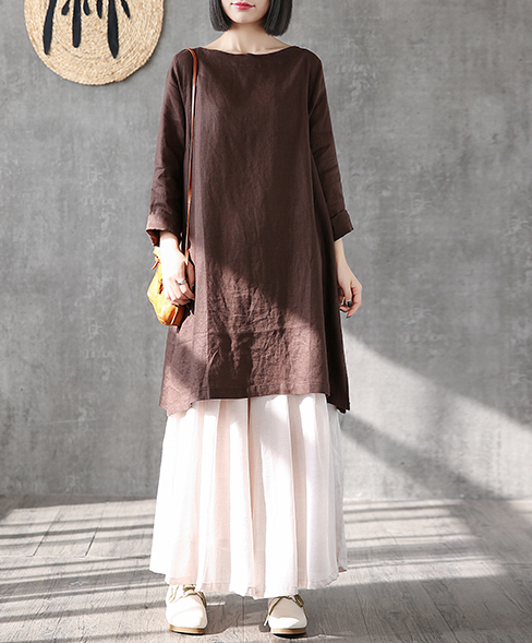 Summer  Spring Linen Women loose Dresses DZA05169 VPPBUY shop