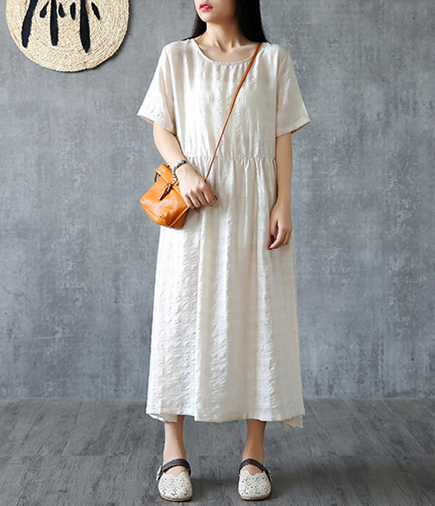 Summer  Spring  Cotton Linen Women loose Dresses DZA05168 VPPBUY shop