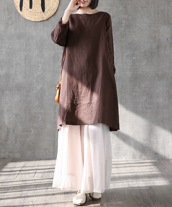 Summer  Spring Linen Women loose Dresses DZA05169 VPPBUY shop