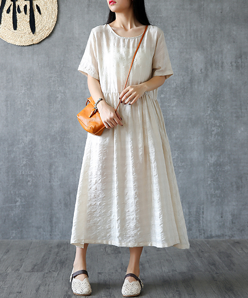 Summer  Spring  Cotton Linen Women loose Dresses DZA05168 VPPBUY shop