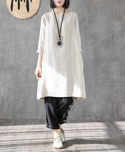 Summer  Spring Linen Women loose Dresses DZA05169 VPPBUY shop