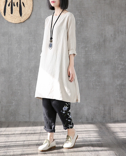 Summer  Spring Linen Women loose Dresses DZA05169 VPPBUY shop