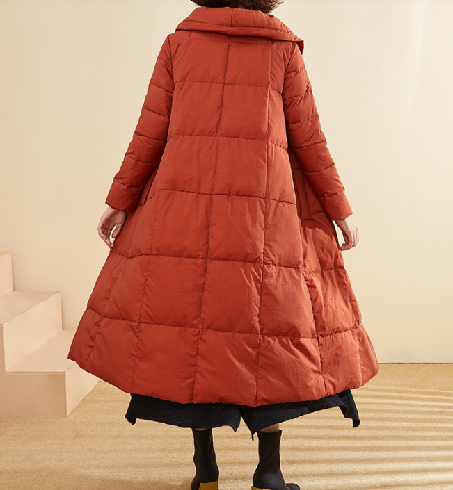 A-Line Long Winter Puffer Coat Duck Down Jacket Large Collar Women Warm Jacket 56603 VPPBUY shop