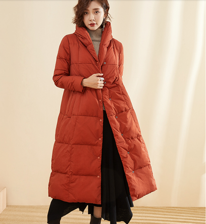 A-Line Long Winter Puffer Coat Duck Down Jacket Large Collar Women Warm Jacket 56603 VPPBUY shop