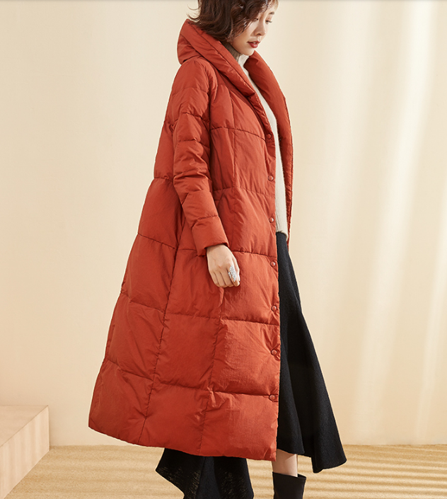 A-Line Long Winter Puffer Coat Duck Down Jacket Large Collar Women Warm Jacket 56603 VPPBUY shop