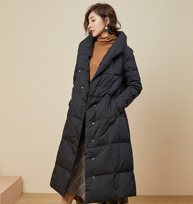 A-Line Long Winter Puffer Coat Duck Down Jacket Large Collar Women Warm Jacket 56603 VPPBUY shop