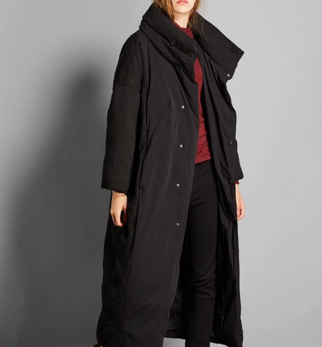 Black Large Collar Winter Loose Duck Down Jackets Hooded Warm Women Long Down Coat VPPBUY shop