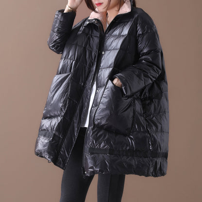 Loose large size stand collar large pocket zipper bright down jacket VPPBUY shop