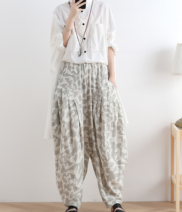 Loose large tie dye pleats Linen Wide Leg Women Casual Pants AMT05131 VPPBUY shop