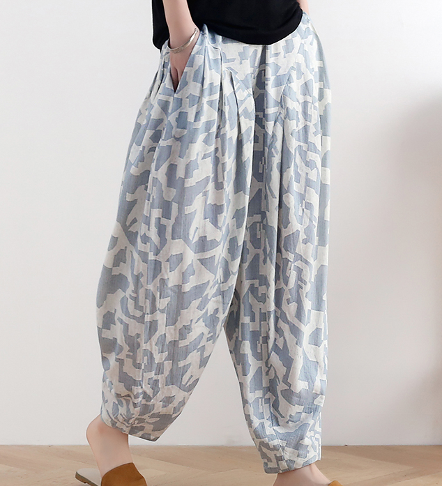 Loose large tie dye pleats Linen Wide Leg Women Casual Pants AMT05131 VPPBUY shop