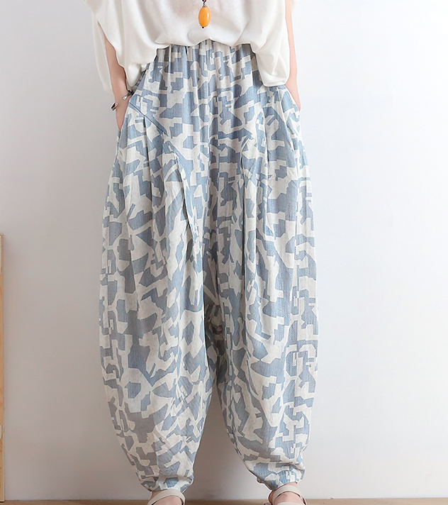 Loose large tie dye pleats Linen Wide Leg Women Casual Pants AMT05131 VPPBUY shop