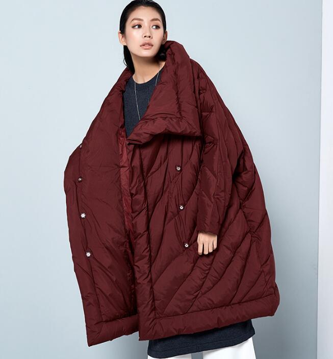 Winter Cloak Loose Duck Down Jackets Cape Long Warm Women Long Down Cloak VPPBUY shop