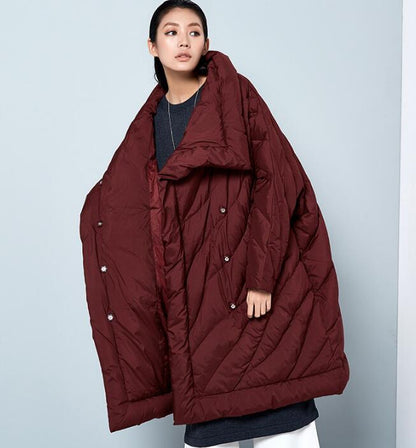 Winter Cloak Loose Duck Down Jackets Cape Long Warm Women Long Down Cloak VPPBUY shop