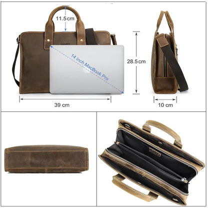 Men's Leather Business Briefcase, Personalized Laptop Bag Portfolio, Shoulder Bag With Coded Lock Gift for Him VPPBUY shop