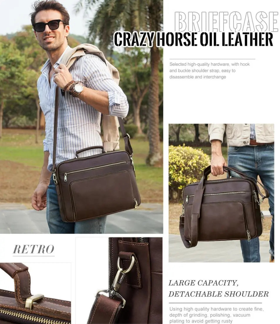 Men's Leather Shoulder Messenger Bag,Personalized Portable Business Briefcase Laptop Bag For Gift VPPBUY shop