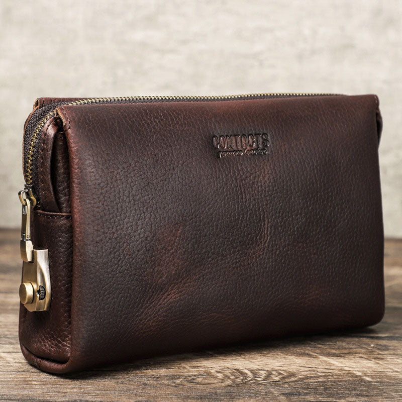 Men's Wallet Leather Purse Leather Hand Bag Clutch Bag Card Package Anti-theft Password lock Storage Bag For Gift VPPBUY shop