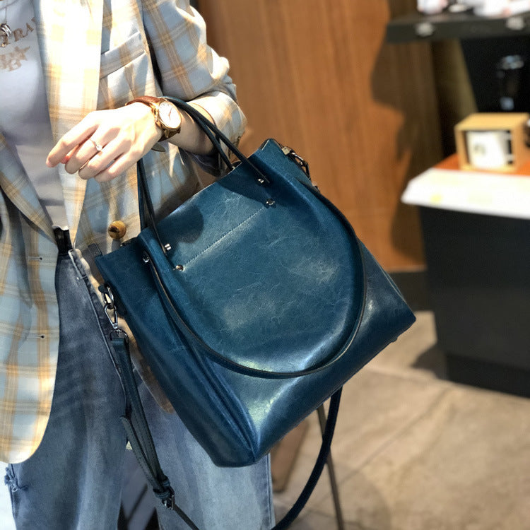 Wax Oil Leather Single Shoulder Bag for Women Crossbody Elegant Handbag, Birthday Gift for Her VPPBUY shop