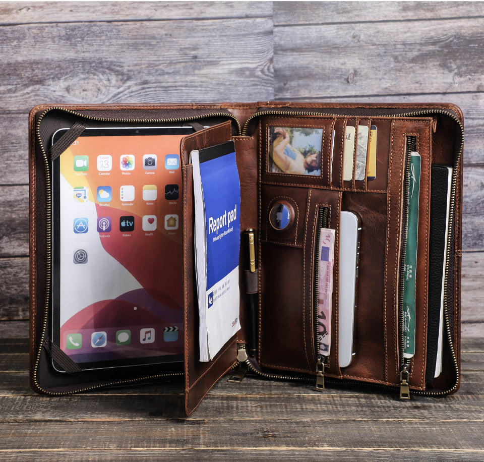 Men's Leather Portfolio iPad Pro 11 Padfolio, Tablet Case, Document Folder Pad Card Pockets, Personalized Leather Portfolio Notepad Holder, Tablet Case Padfolio Binder, Business Briefcase,  Gift VPPBUY shop