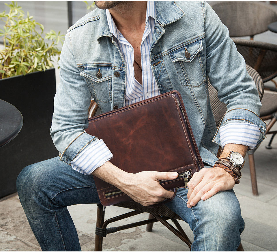 Men's Leather Portfolio iPad Pro 11 Padfolio, Tablet Case, Document Folder Pad Card Pockets, Personalized Leather Portfolio Notepad Holder, Tablet Case Padfolio Binder, Business Briefcase,  Gift VPPBUY shop