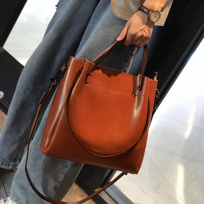 Wax Oil Leather Single Shoulder Bag for Women Crossbody Elegant Handbag, Birthday Gift for Her VPPBUY shop