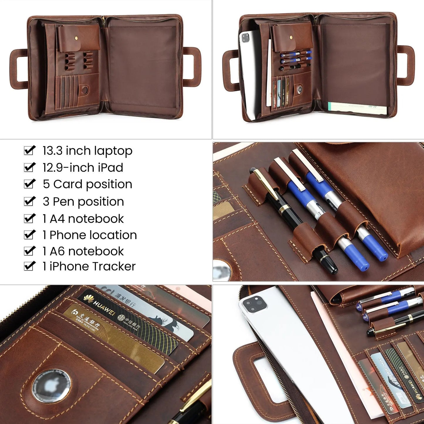 Personalized Men's Leather Portfolio iPad Notepad Holder, Tablet Case Binder, File Organizer, Business Briefcase, Gift VPPBUY shop