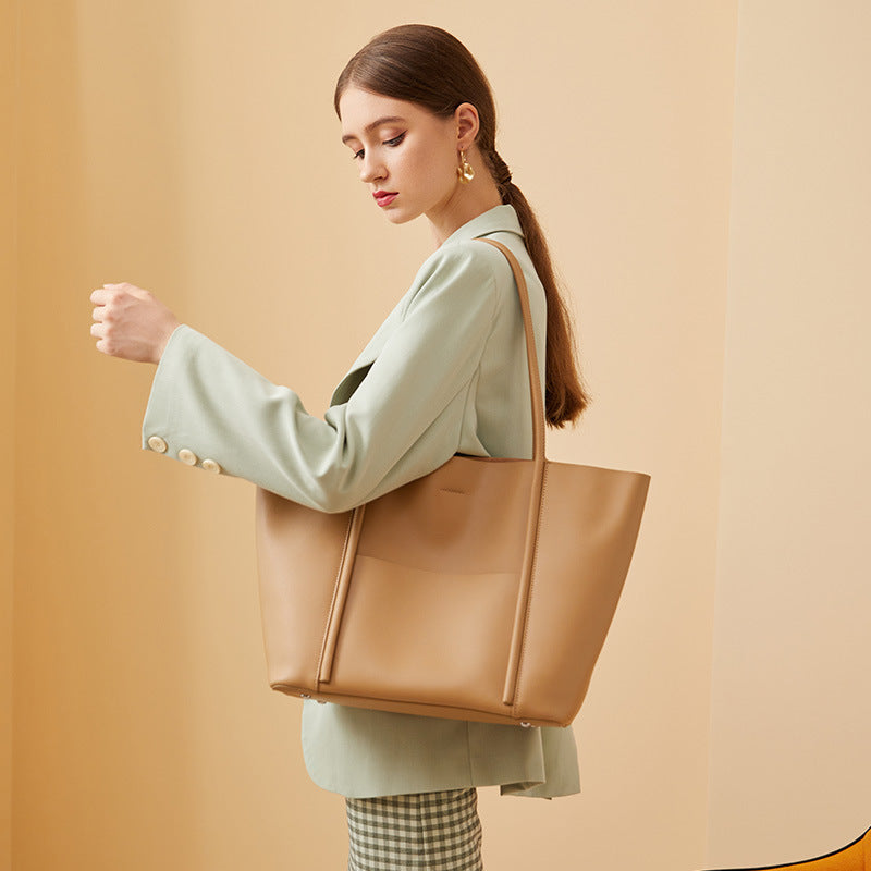 Minimalist Women Leather Tote Bag Single Shoulder Bag Everyday Use Shopping Handbag Large Capacity Gift for Her VPPBUY shop