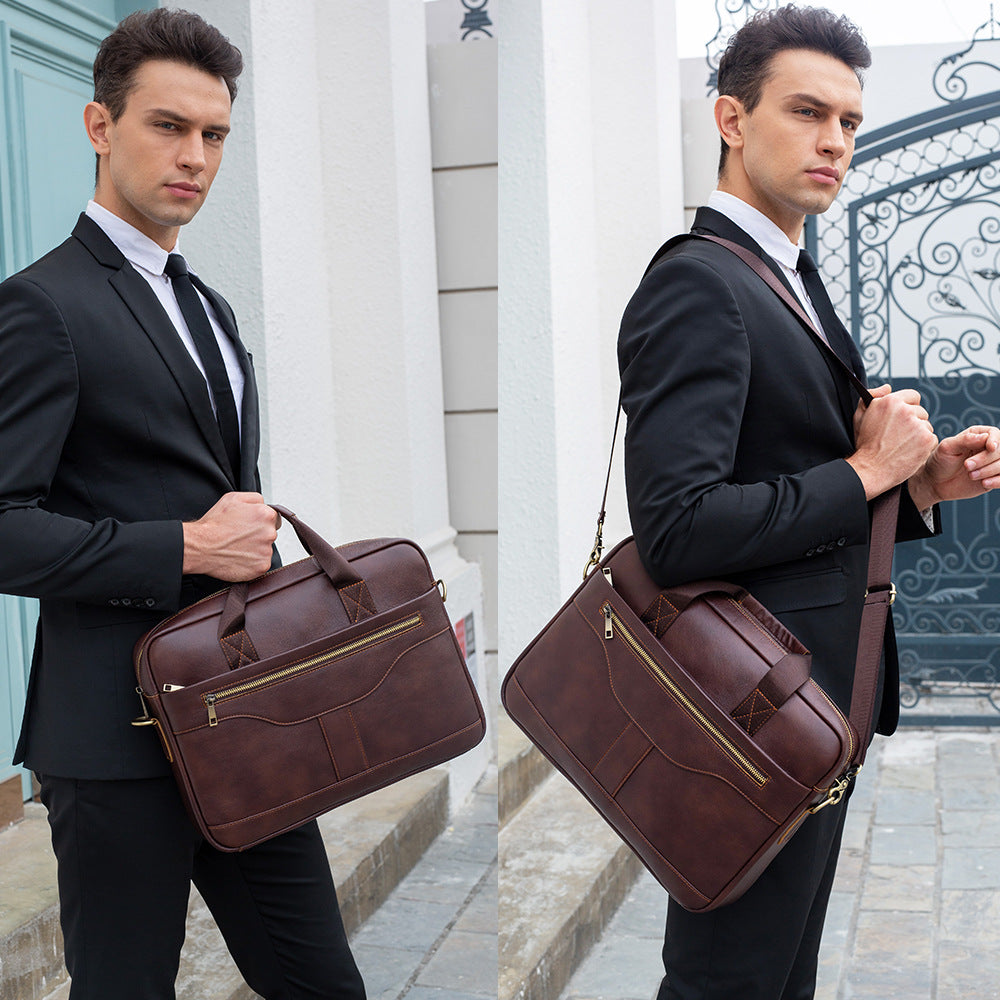 Full Grain Leather Briefcase for Men, Shoulder Bag, Top Handle Bag, Leather Laptop Bag, Graduation Gift for Him 3591 VPPBUY shop