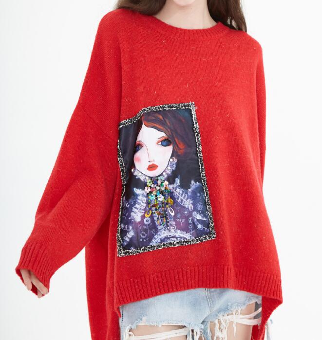 Irregular O Neck loose Women Tops Woolen Long Knit Sweater VPPBUY shop