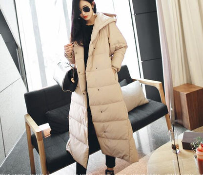 Loose Fitting Winter Puffer Coat Duck Down Jacket, Hooded Down Jacket Women With Waist Line 3220 VPPBUY shop