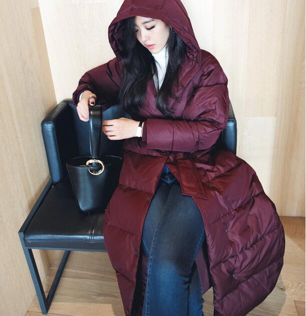 Loose Fitting Winter Puffer Coat Duck Down Jacket, Hooded Down Jacket Women With Waist Line 3220 VPPBUY shop