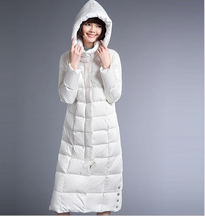 Hooded Slit Women Winter 90% Duck Down Jackets Long Warm Women Down Coat Any Size VPPBUY shop