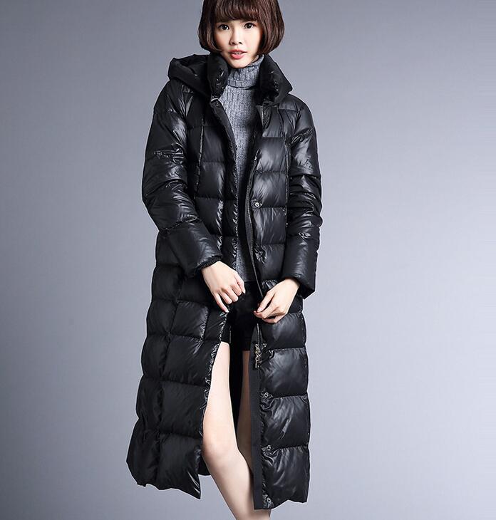 Hooded Slit Women Winter 90% Duck Down Jackets Long Warm Women Down Coat Any Size VPPBUY shop