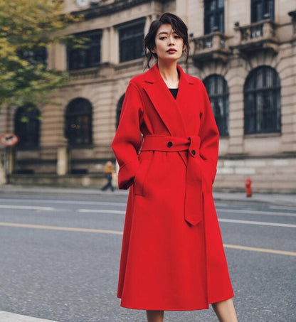 Waist Belt Wool Long Wool Coat Double Face Cashmere Coat VPPBUY shop