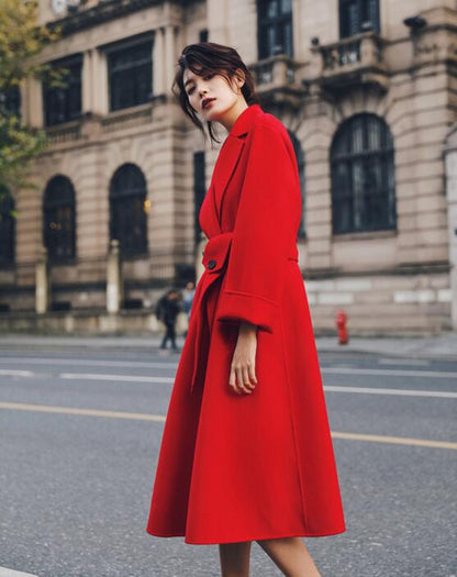 Waist Belt Wool Long Wool Coat Double Face Cashmere Coat VPPBUY shop