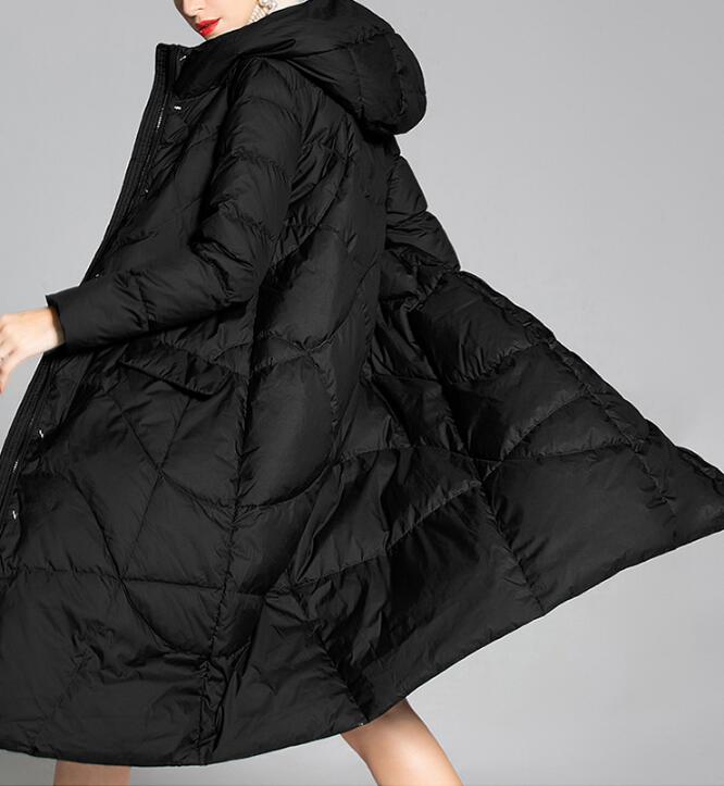 Long Loose Women Down Puffer Coat Hooded Winter Loose 90% Duck Down Jackets 5501 VPPBUY shop