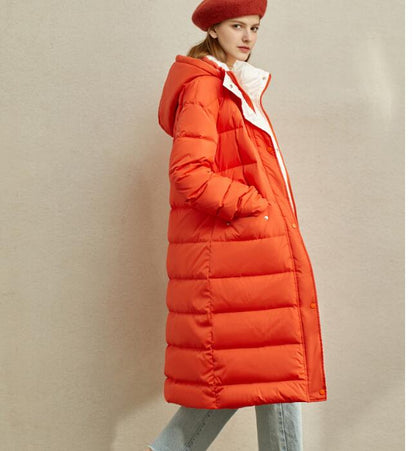 Contrast Color Long Women Winter Loose Plus size Side Pockets Down Jacket Women Down Coats VPPBUY shop