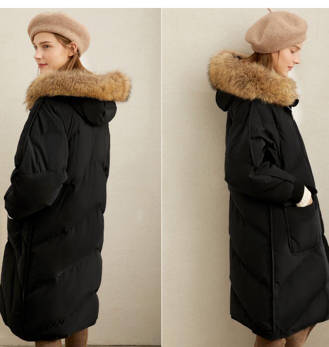 Black Fur Trim Women Winter Loose Plus size Side Pockets Down Jacket Women Down Coats Any Size VPPBUY shop