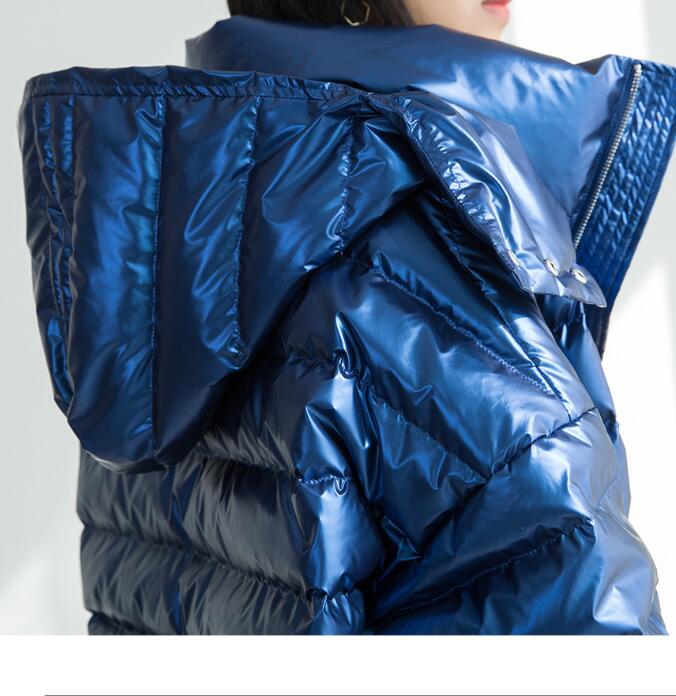 Short Hoodie Shiny Side Pockets 90% Duck Down Jacket Winter Down Coat VPPBUY shop