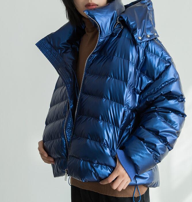 Short Hoodie Shiny Side Pockets 90% Duck Down Jacket Winter Down Coat VPPBUY shop