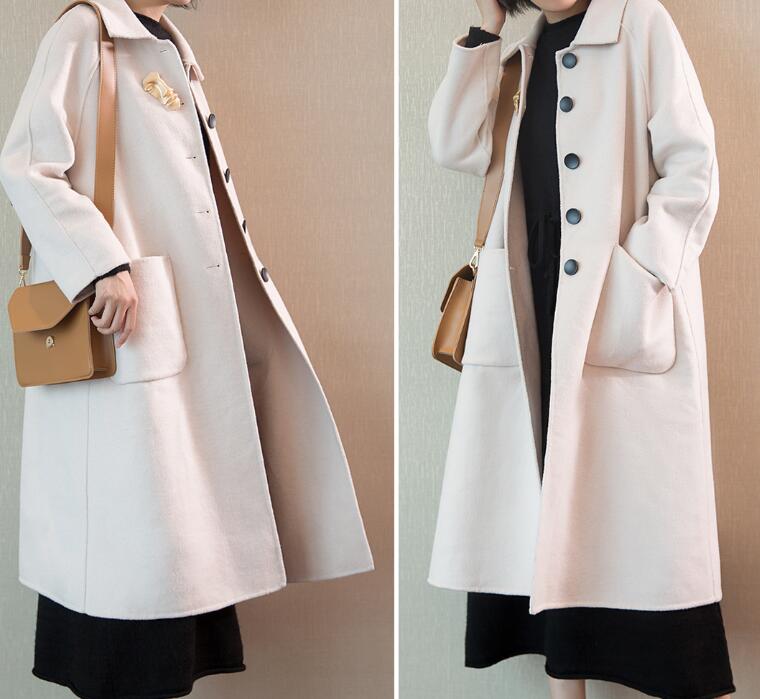 Single-Breasted Women Winter Black Long Women Wool Coat Jacket VPPBUY shop